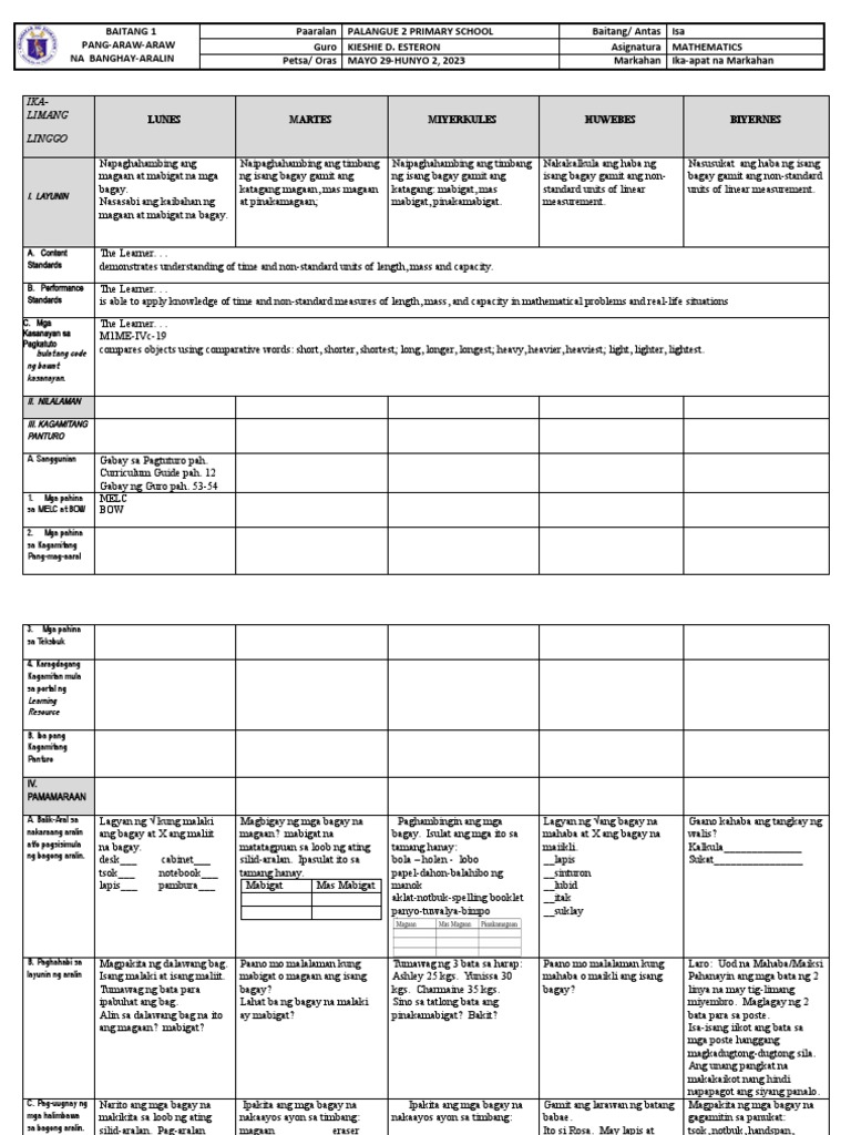 Mathematics 1 Week 5 4th Q | PDF