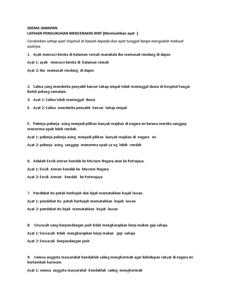 Latihan Cerakinkan dan Gabungan Ayat | PDF