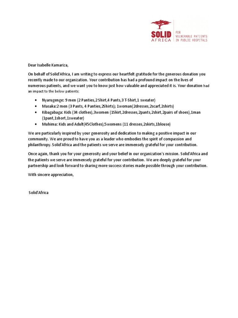 Gratitude for Your Generous Donation | PDF