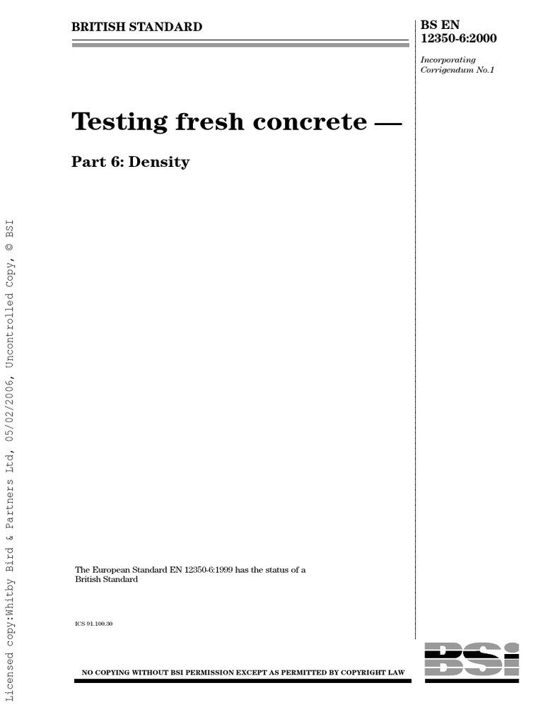 Testing Fresh Concrete: Density Standard | PDF | Concrete | Standardization