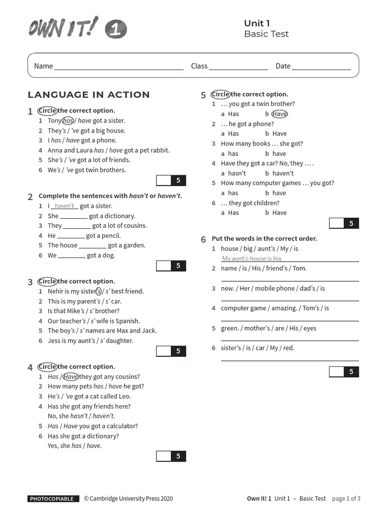 Unit1 Basic Test Without Answers Pdf