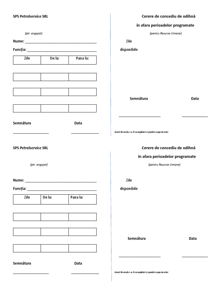 Cerere Concediu | PDF