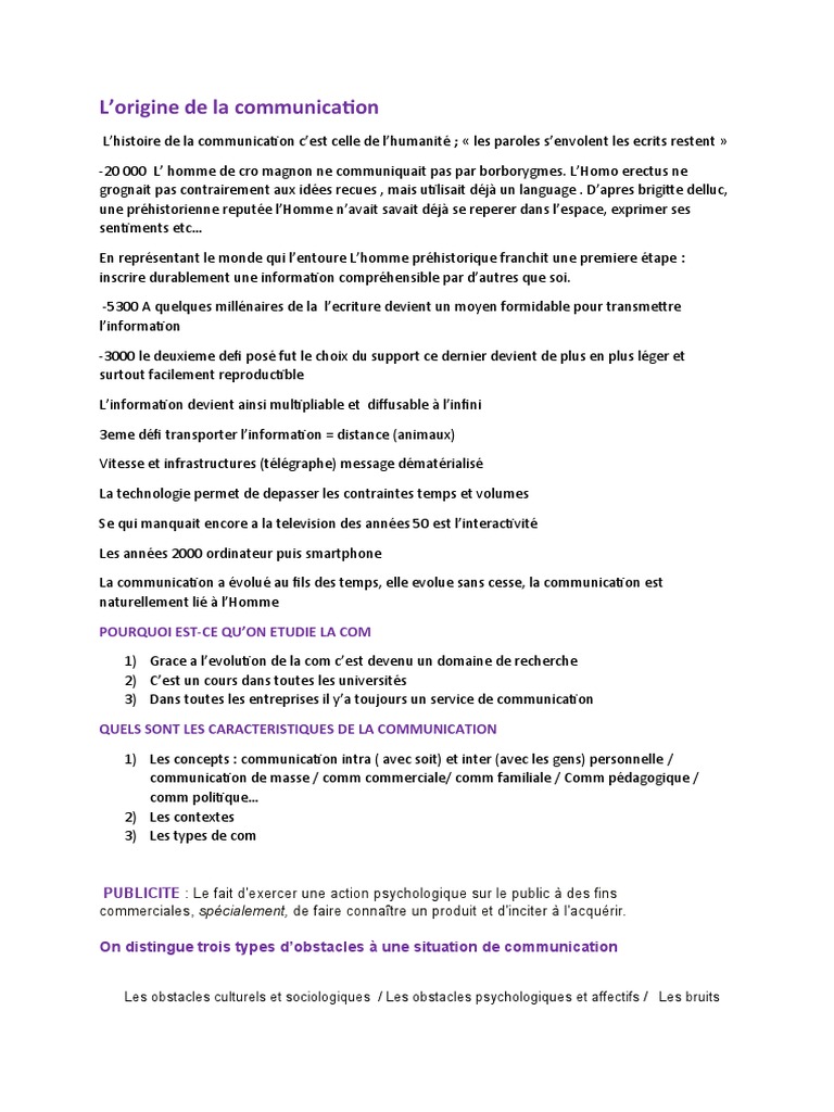 Évolution de la communication interpersonnelle | PDF | Sciences et ...