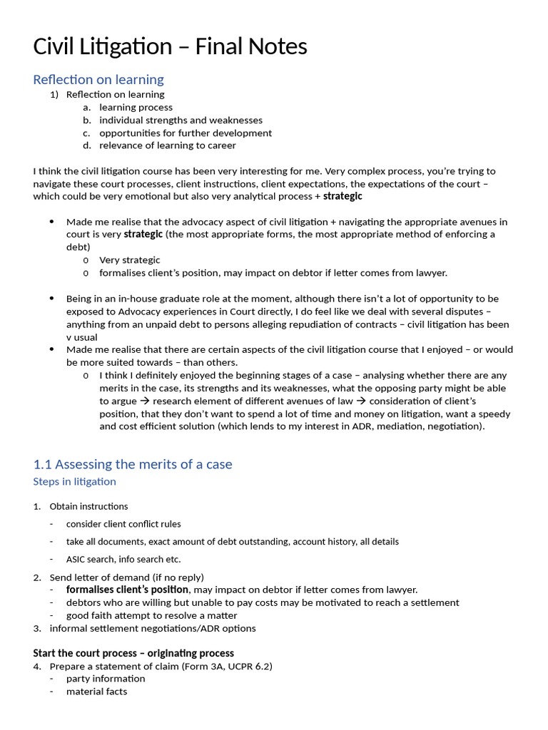 Civil Litigation Process Overview | PDF | Costs In English Law | Affidavit