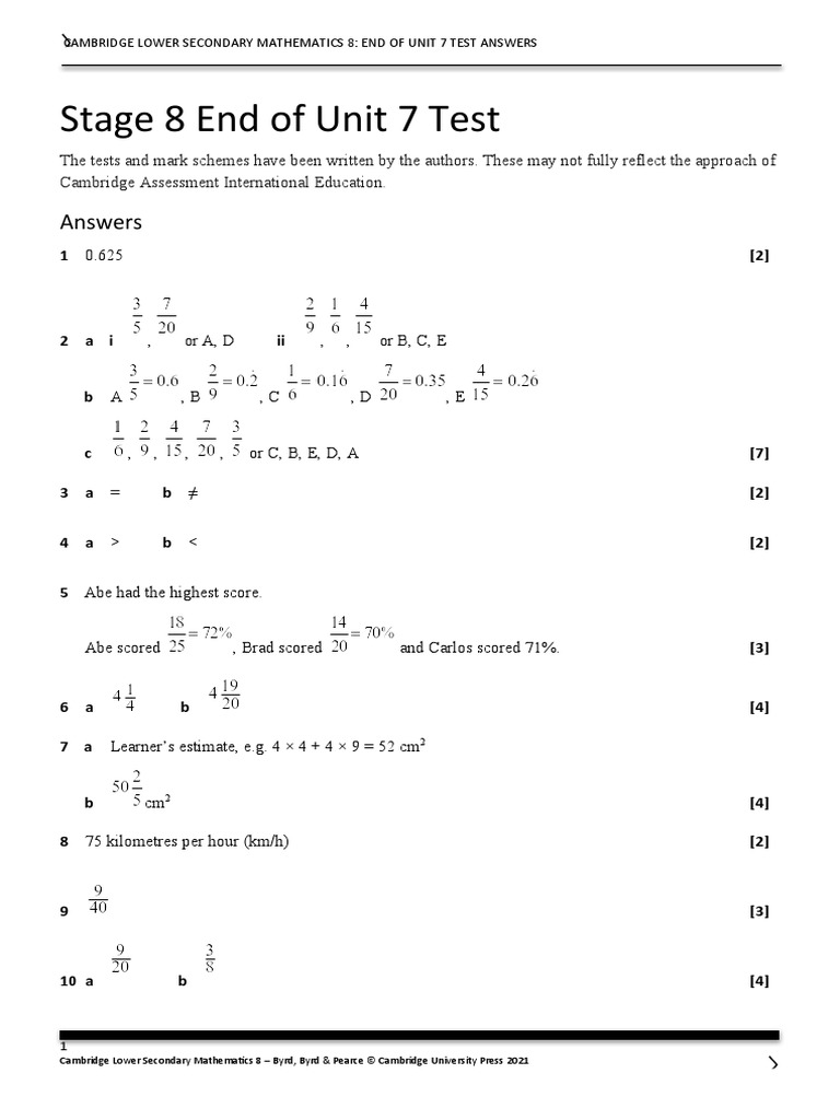End Of Unit 7 Test Answers Pdf
