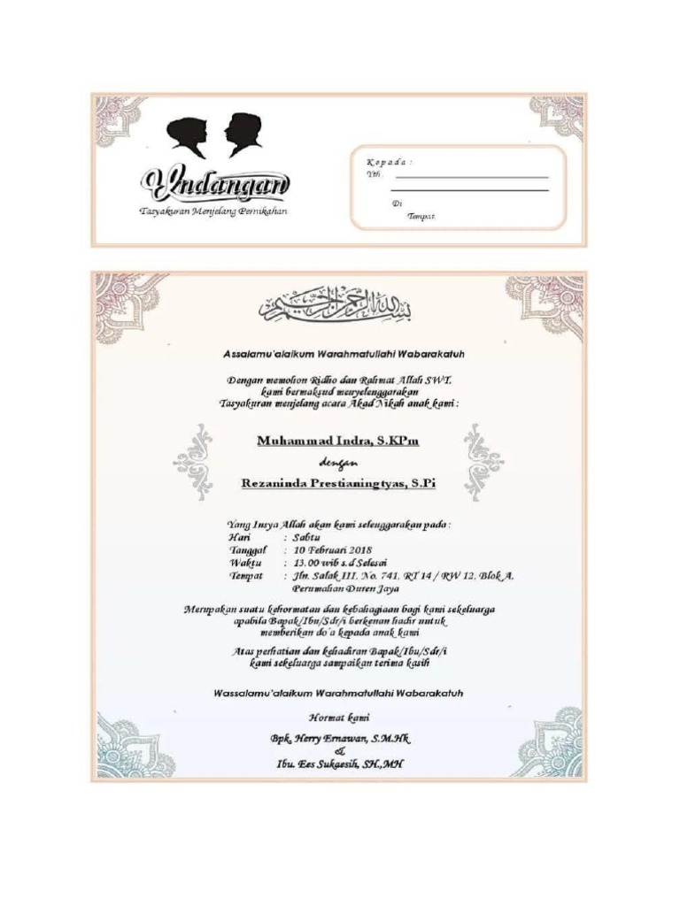 Undangan Pengajian Akad Nikah | PDF