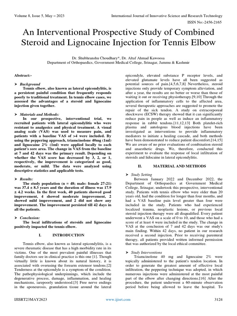 An Interventional Prospective Study of Combined Steroid and Lignocaine
