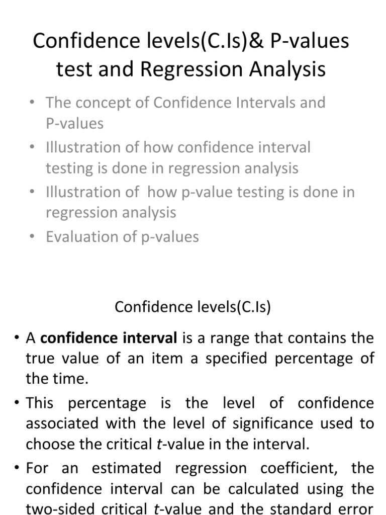 Confidence levels pdf p value statistical significance