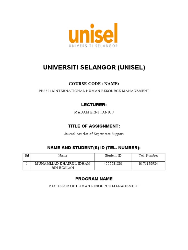 Individual Assignment PHS 3213 Ihrm 4202031801 | PDF