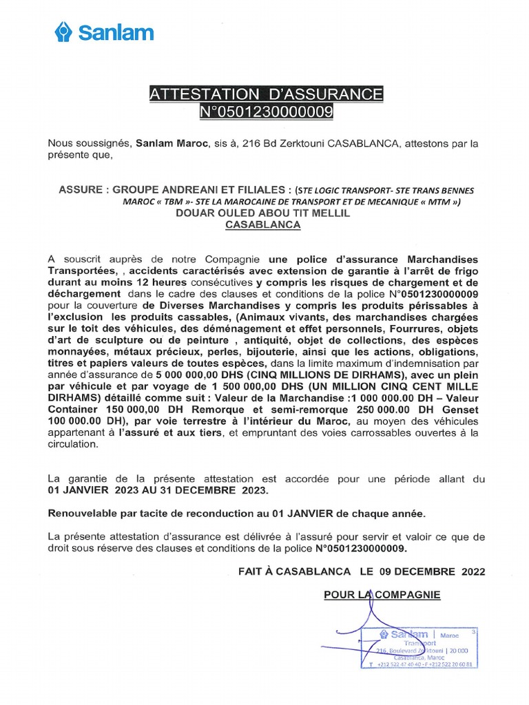 Attestation RC Transporteur-3 | PDF