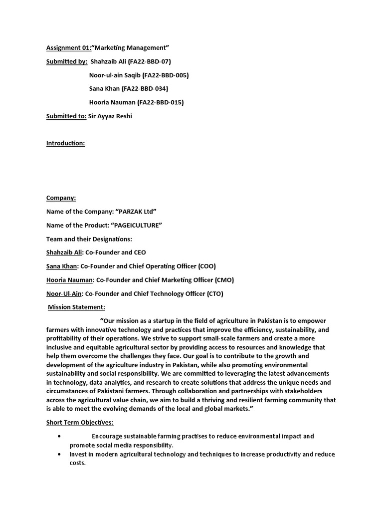 Marketing Management for PARZAK Ltd | PDF