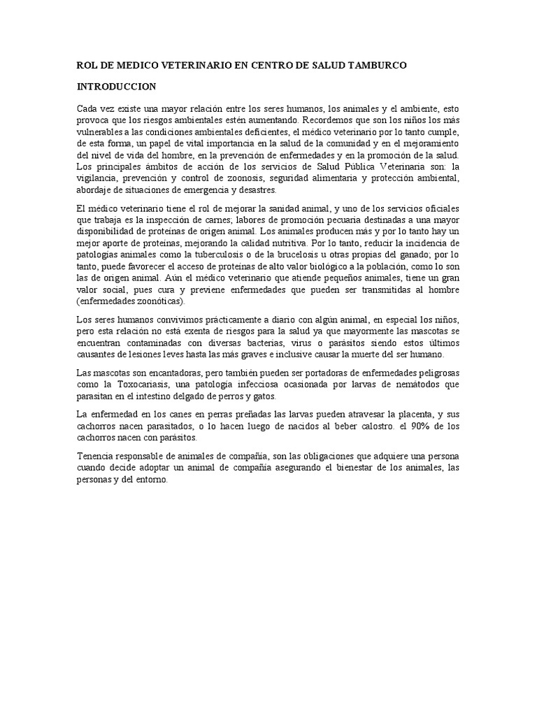 Rol del Médico Veterinario en Salud Pública | PDF | Rabia | Residuos