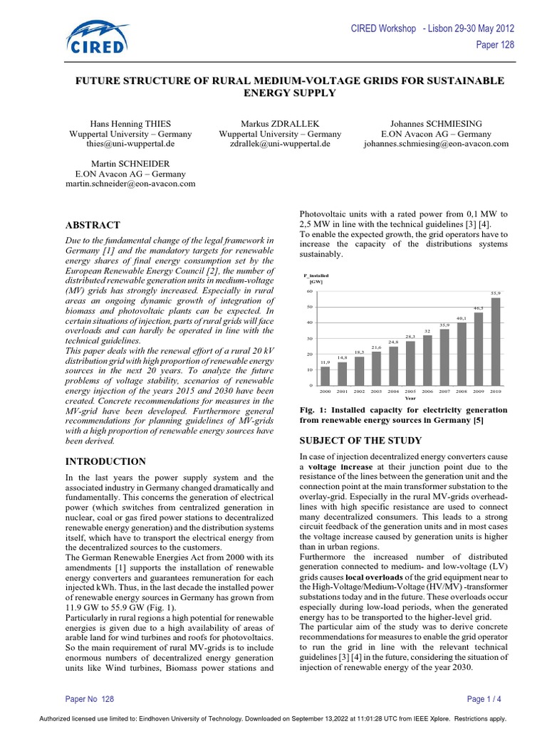 Future of Rural MV Grids with Renewables | PDF | Electrical Grid ...