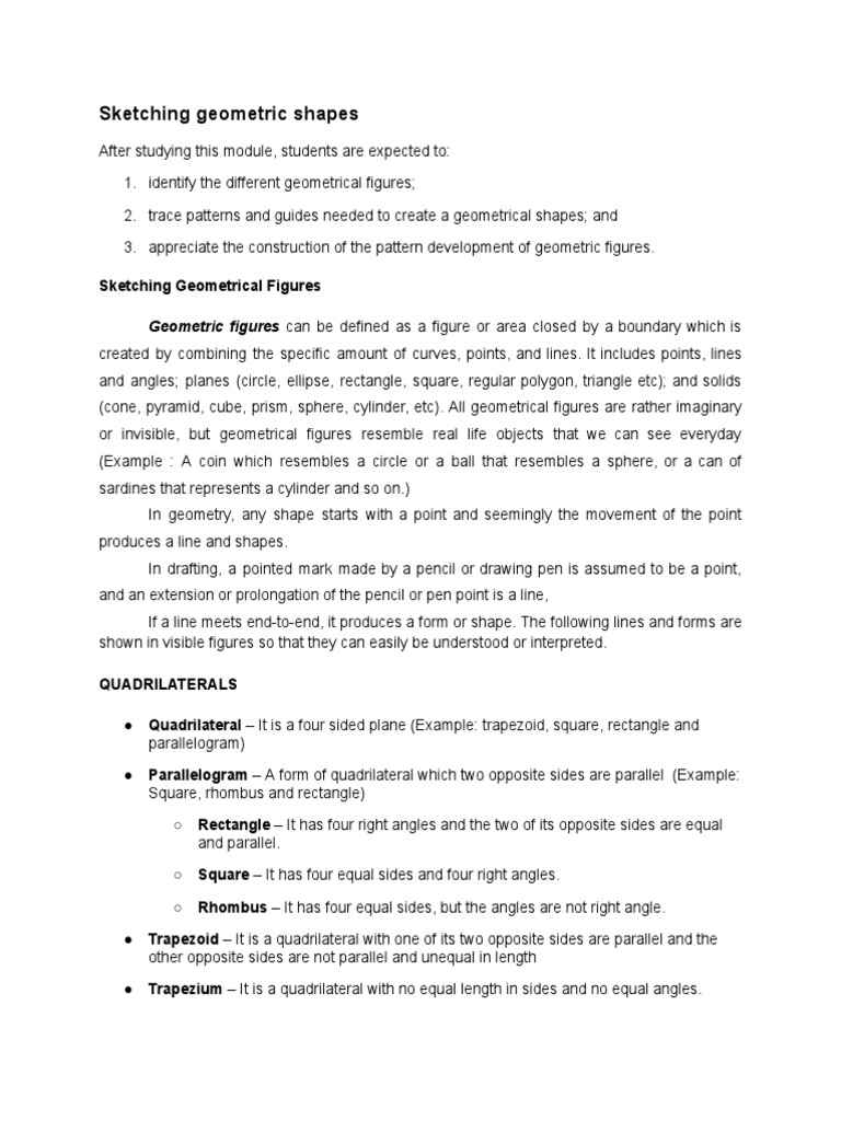 Geometric Shapes Sketching Guide | PDF | Shape | Rectangle