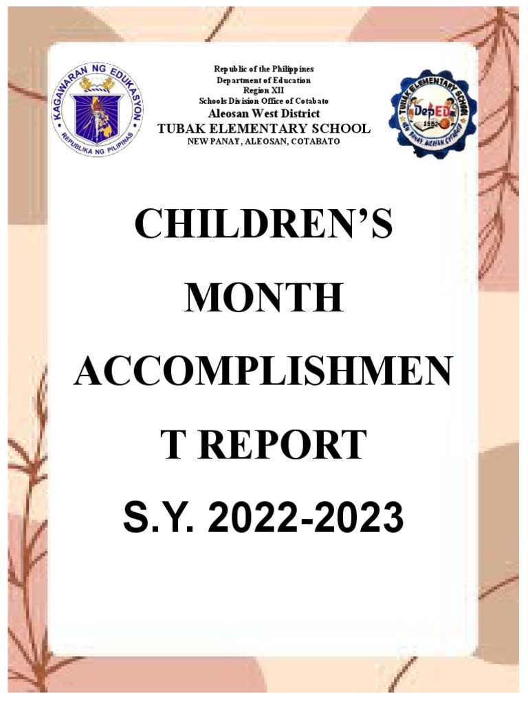 Tubak ES Children's Month Report | PDF