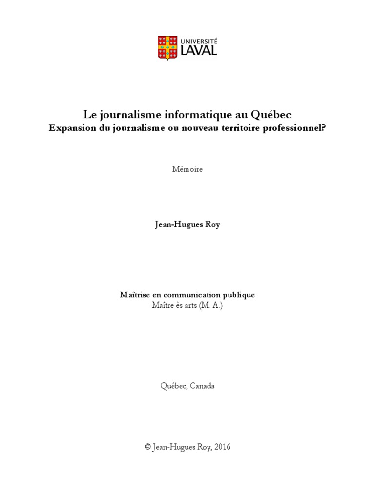 Journalisme Informatique au Québec | PDF | Journaux | Informatique