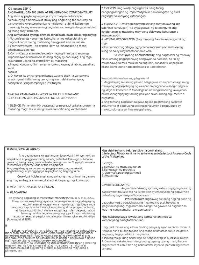 Esp10 Quarter 4 Reviewer Pdf