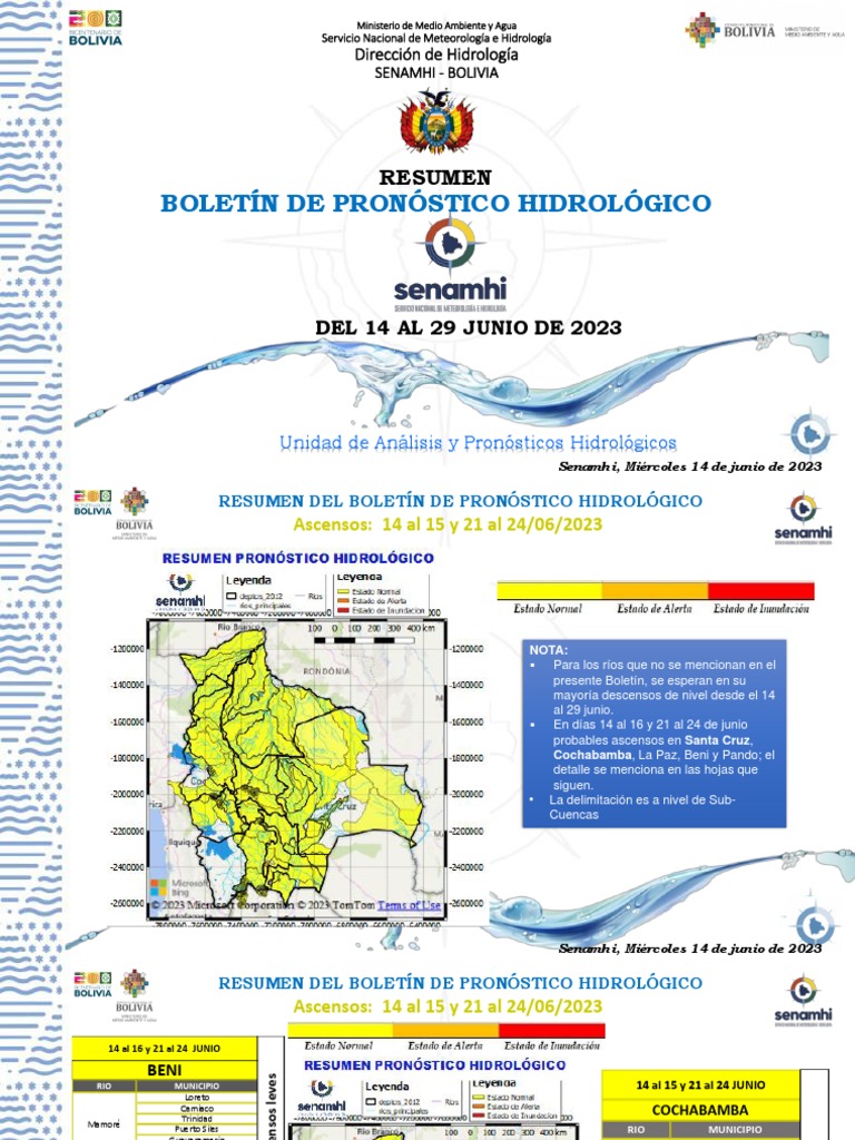 Resumen Del Boletín de Pronóstico Hidrológico Senamhi Miércoles 1406