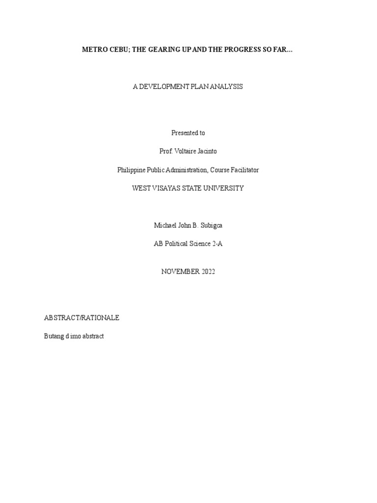 Metro Cebu Development Plan Overview | PDF