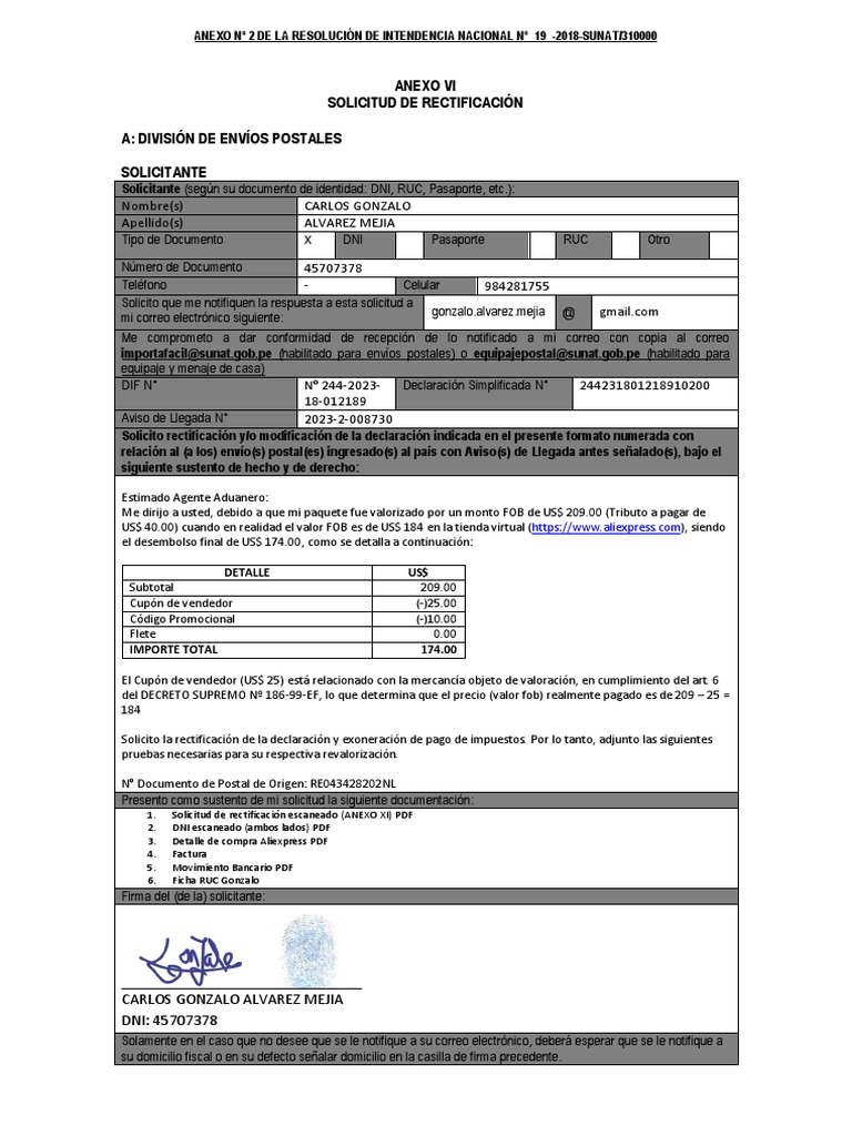 1. Solicitud de rectificacion | PDF