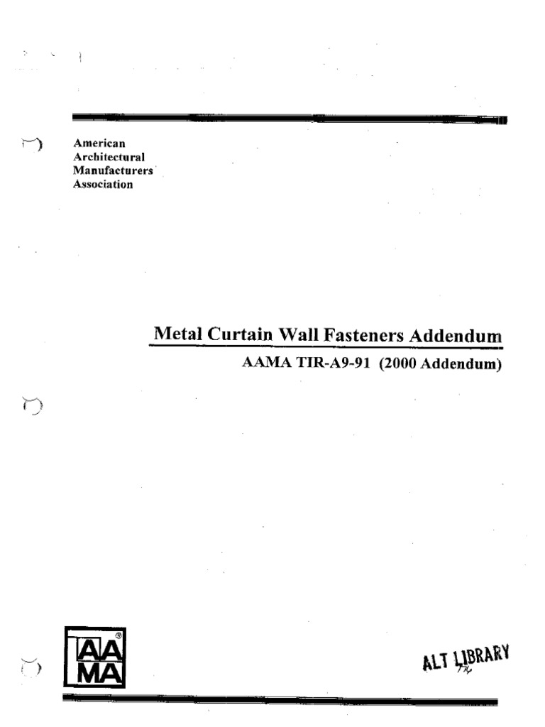 Metal Curtain Wall Fasteners2000 Addendum PDF