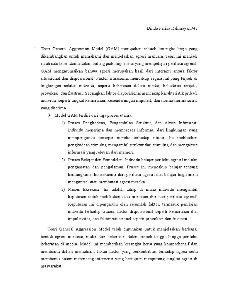 Teori General Aggression Model (GAM) | PDF | Sains & Matematika
