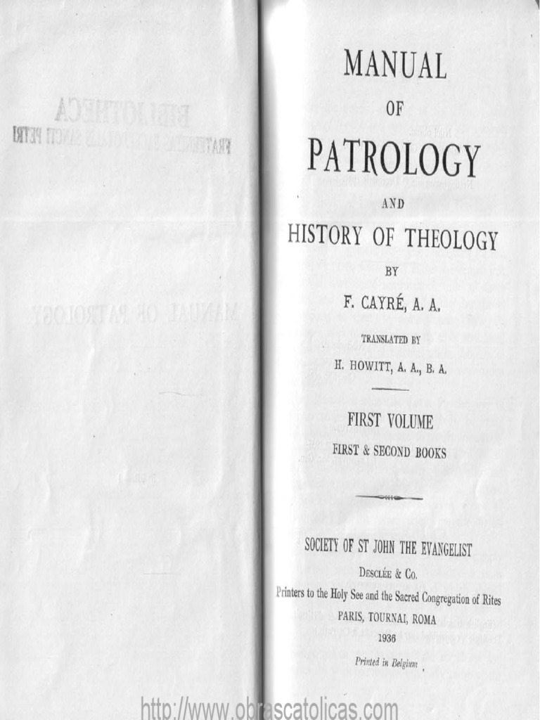 Manual of Patrology History of Theology Vol 1 - Cayre | PDF