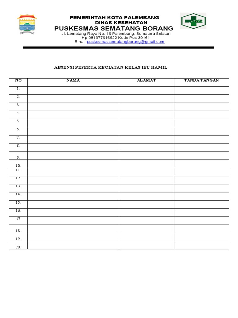 Absensi Kelas Ibu Hamil | PDF
