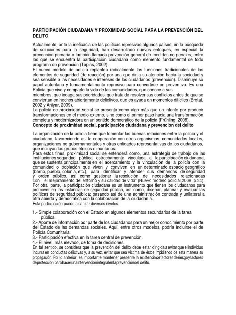 Prevención del Delito y Participación Ciudadana | PDF | Policía ...