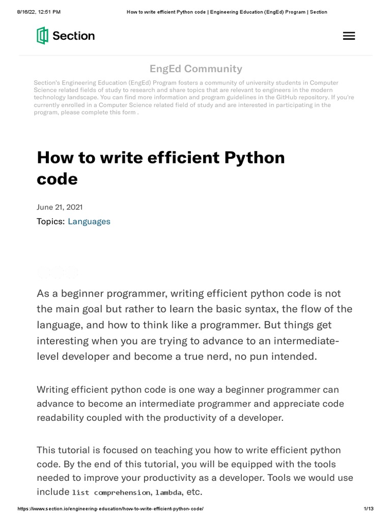 003. How to write efficient Python code _ Engineering Education (EngEd ...