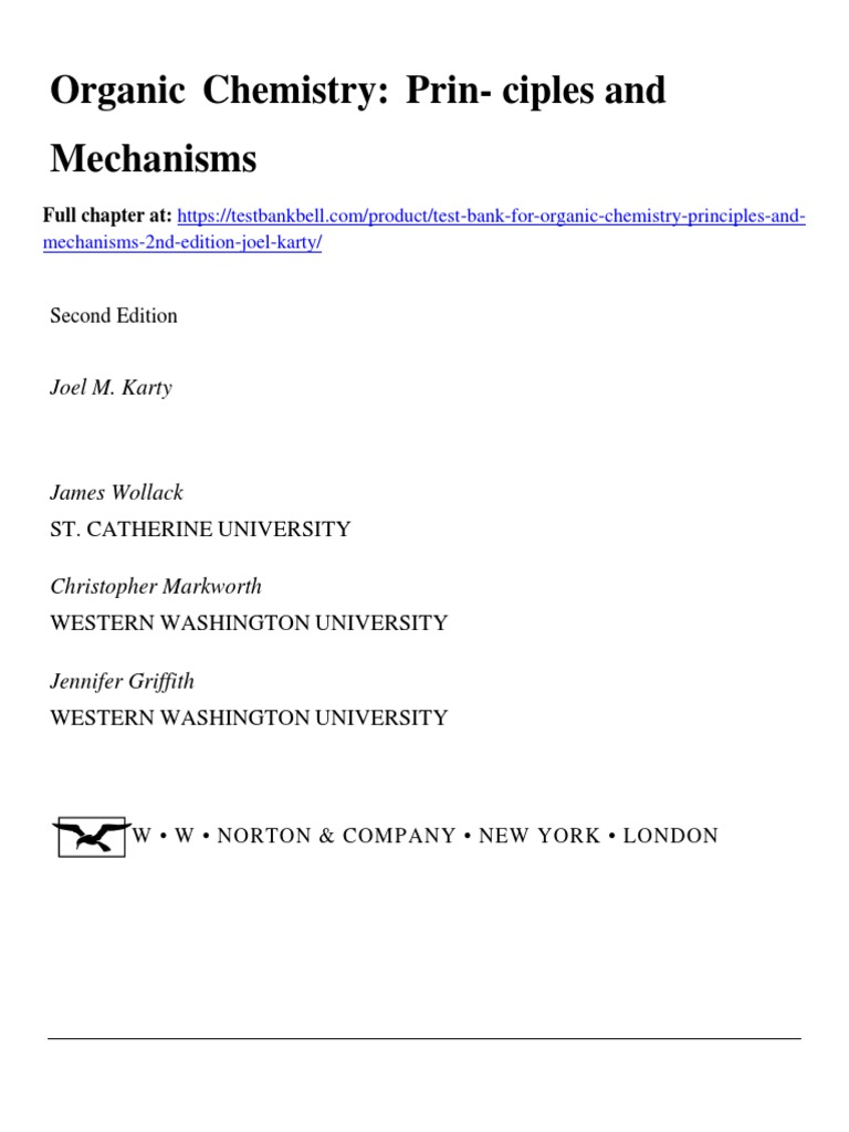 Test Bank For Organic Chemistry Principles and Mechanisms 2nd Edition