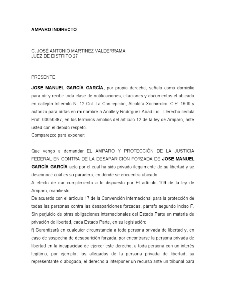 Amparo por Desaparición Forzada | PDF