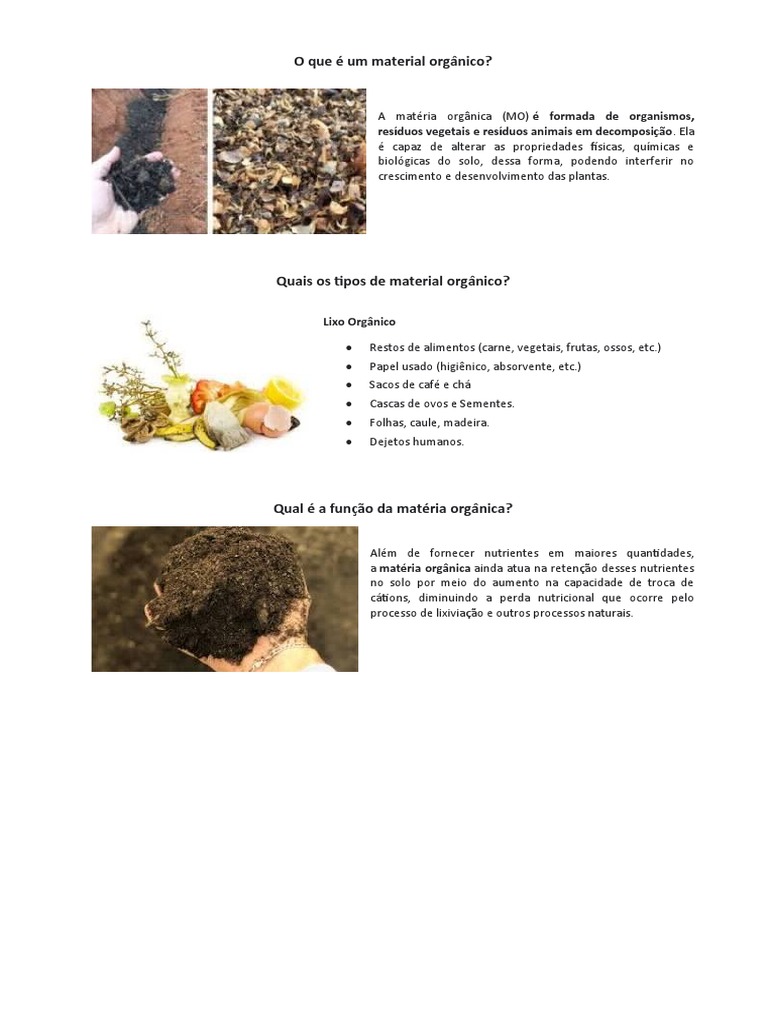 O Que É Um Material Orgânico | PDF | Desperdício | Matéria orgânica