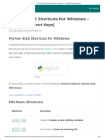 PYTHON IDLE Shortcuts For Windows PDF