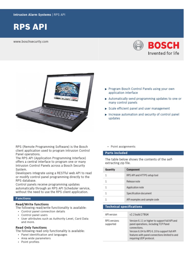 Bosch RPS API for Control Panel Programming | PDF | Computers ...