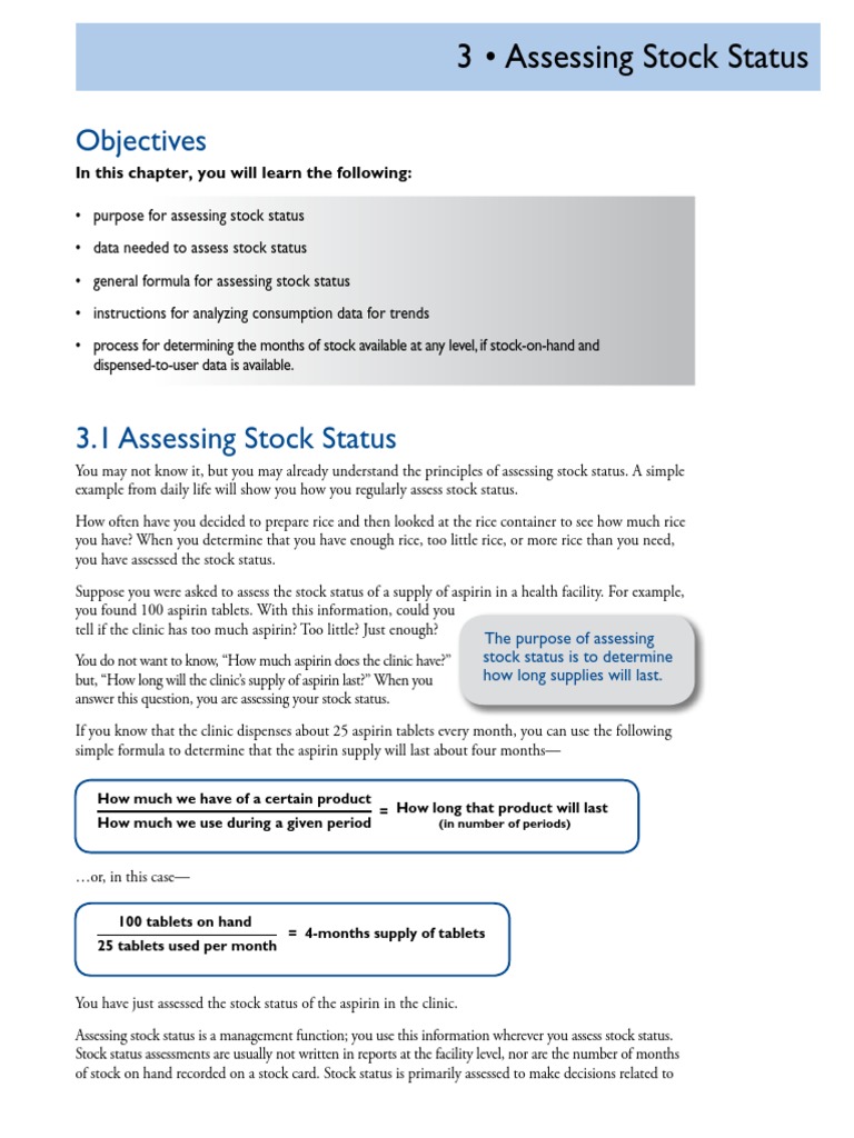 Stock Status Assessment Guide | PDF | Logistics | Inventory