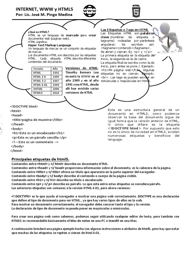 Estructura y Etiquetas de HTML5 | PDF | HTML | Red mundial