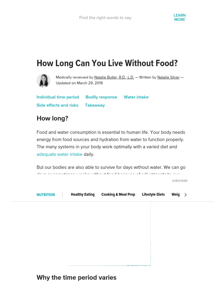 How Long Can You Live Without Food Effects of Starvation PDF