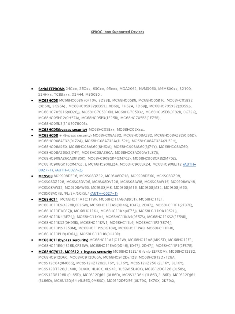 XPROG-box Supported Devices | PDF | Front Wheel Drive Vehicles ...