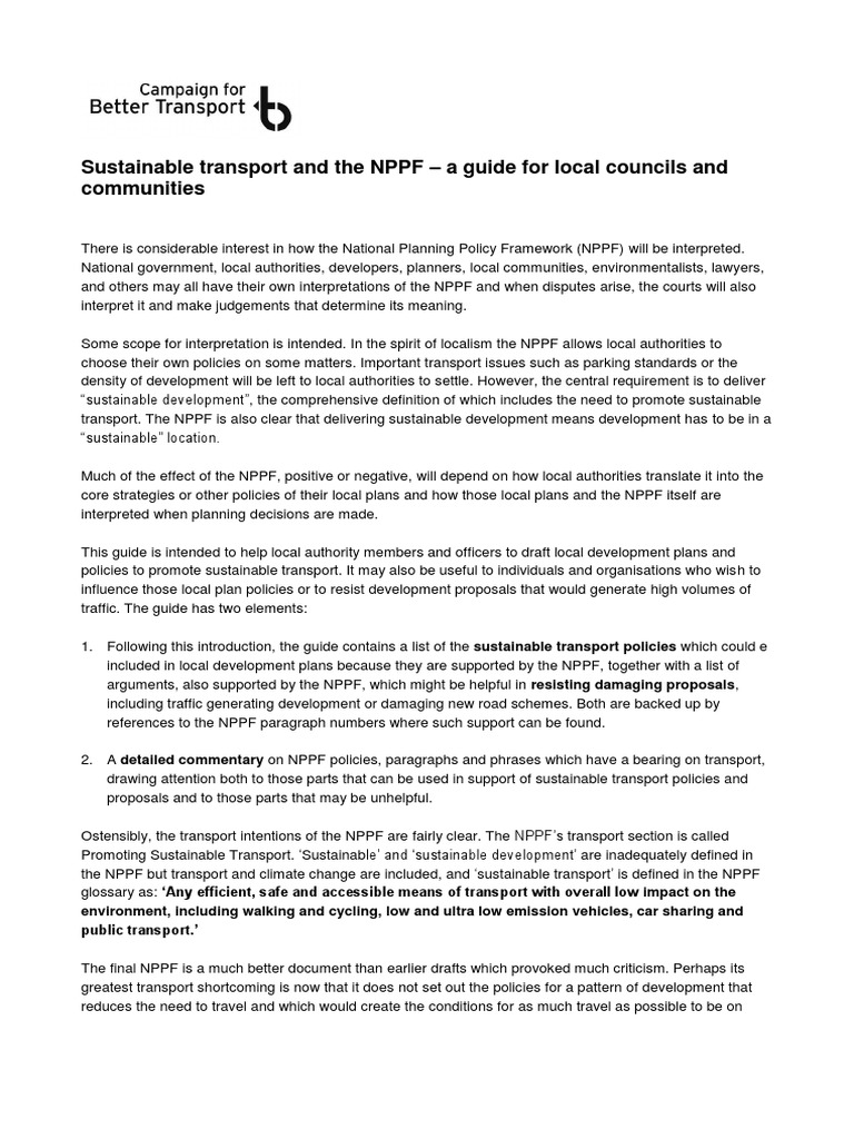 SustainableTransportandtheNPPF PDF