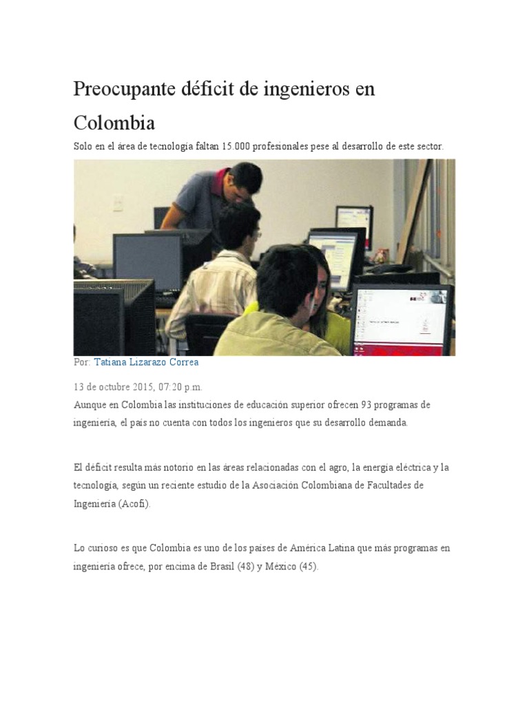 Déficit de ingenieros en Colombia | PDF | Ingeniería | Colombia