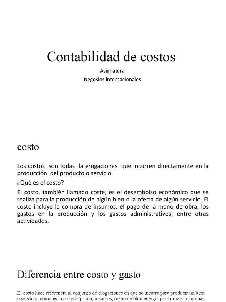 Erogaciones en Contabilidad de Costos | PDF | Costo | Contabilidad de ...