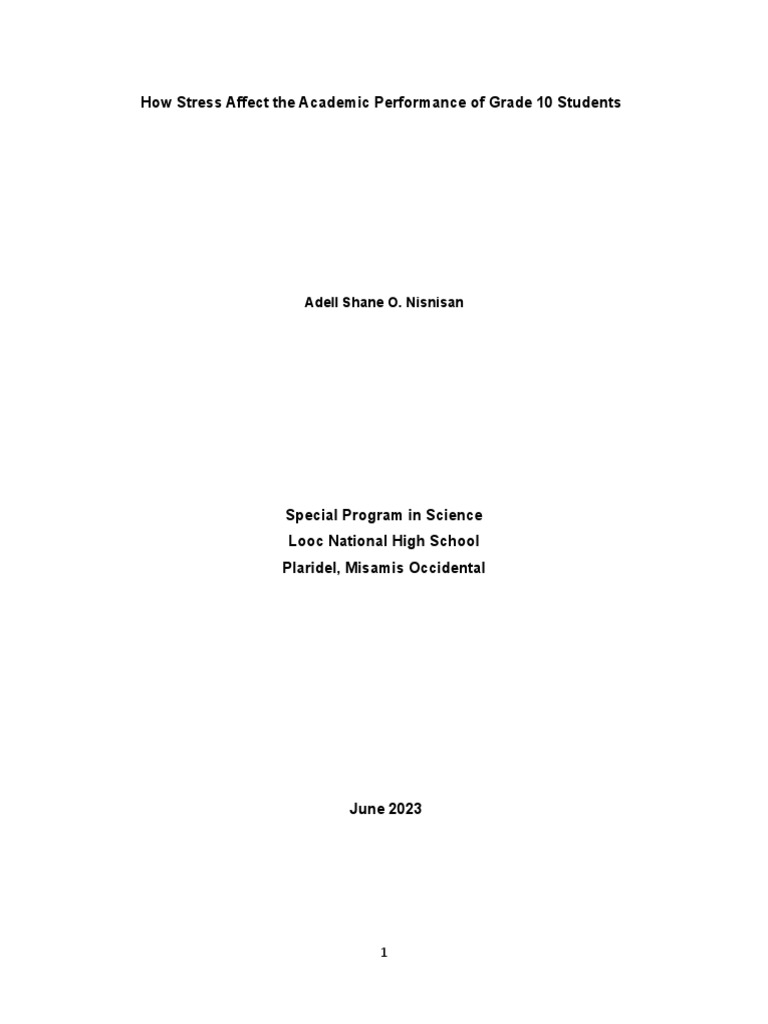 How Stress Affect The Academic Performance of Grade 10 Students | PDF ...
