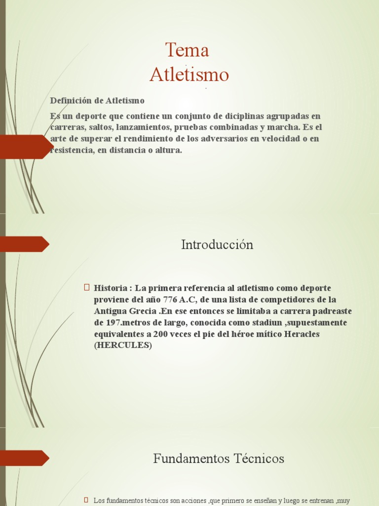 Introducción al Atletismo y sus Pruebas | PDF | Deporte del atletismo ...