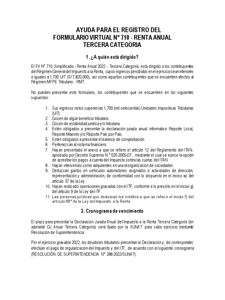 Registro del Formulario Virtual 710 | PDF | normas internacionales de ...