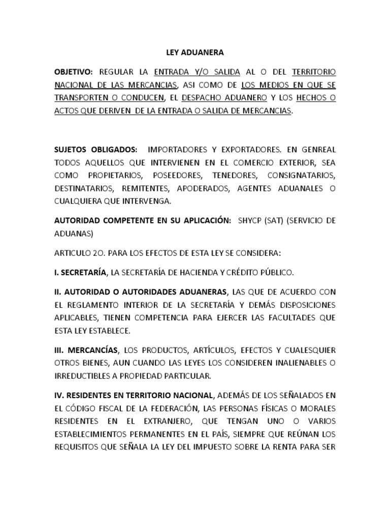 LEY ADUANERA PDF aduana Justicia