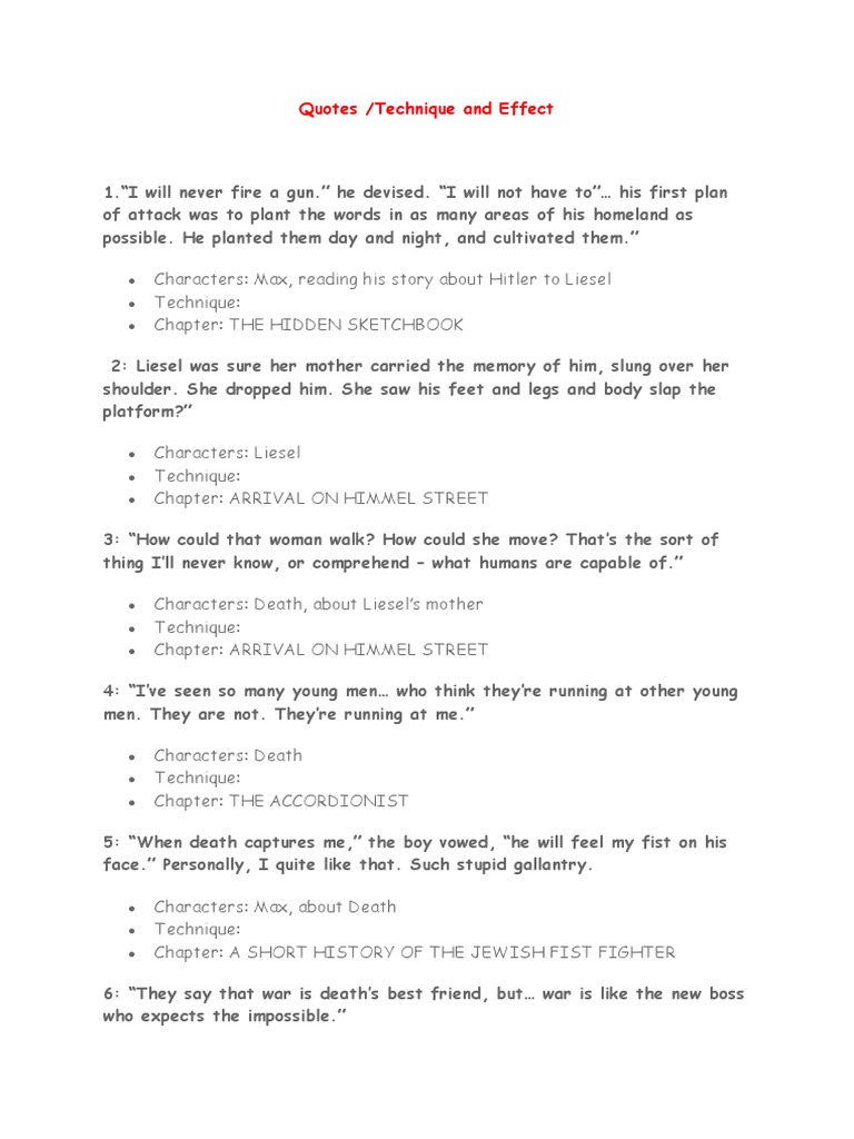 Techniques in the Book thief | PDF