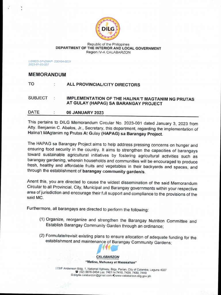 Memo Hapag | PDF