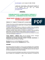 Variabilidad de La Frecuencia Cardiaca Y Ejercicio. ¿Fundamentación Fisiológica?