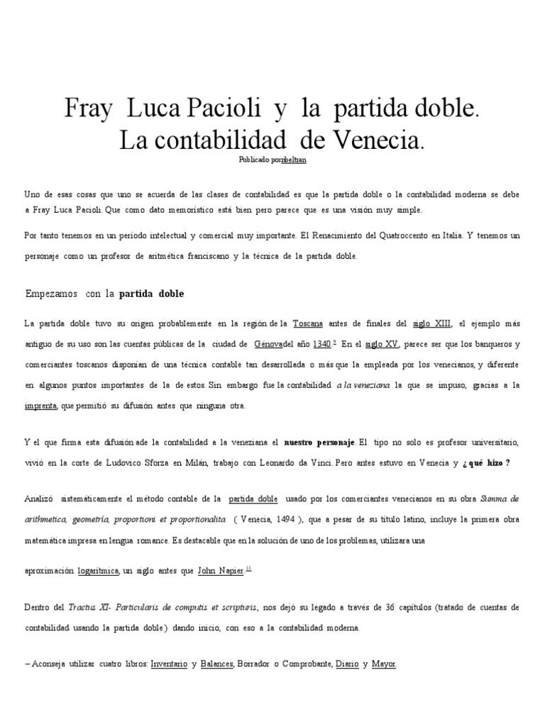 Fray Luca Pacciolo | PDF | Contabilidad | Negocios económicos